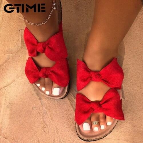 New Summer Women Sandals Silk Bow Flat Shoes Ladies Beach Shoes Slipper Outdoor Fashion Student Home Casual Slippers#SJPAE-76