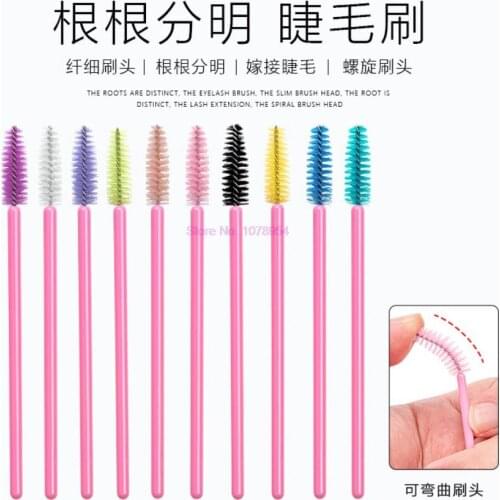100bags Disposable Makeup Eyelash Brush Colored Cosemetic Eyelash Plastic brush Extension Mascara brushes Make Up Brush Tools