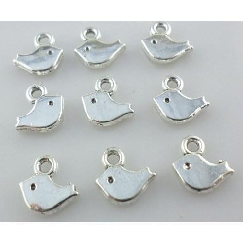 Wholesale 120pcs Tibetan Silver Small Birds Charms Craft Pendants 8x8mm Necklace Findings