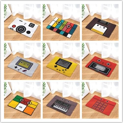 Nordic INS style printed door mat Retro tape cartoon carpet plant mat bedroom door bed covered with blanket