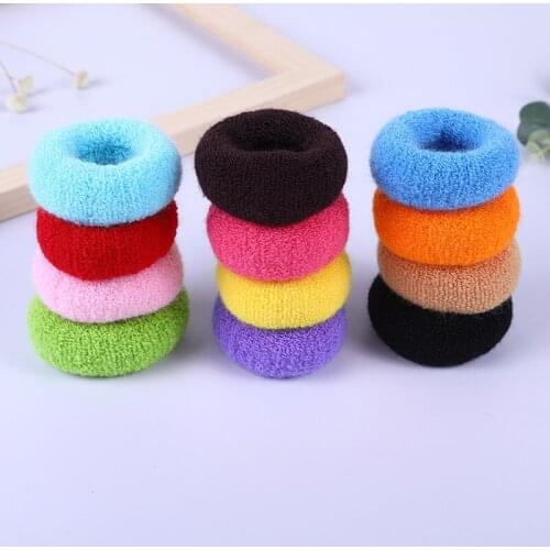 12pcs Korean Solid Color Bold Towel Scrunchie Girls Elastic Hair Rubber Bands Accessories Tie Hair Ring Rope Ornament Headdress