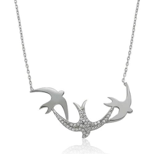 Silver Swallow Lady Necklace