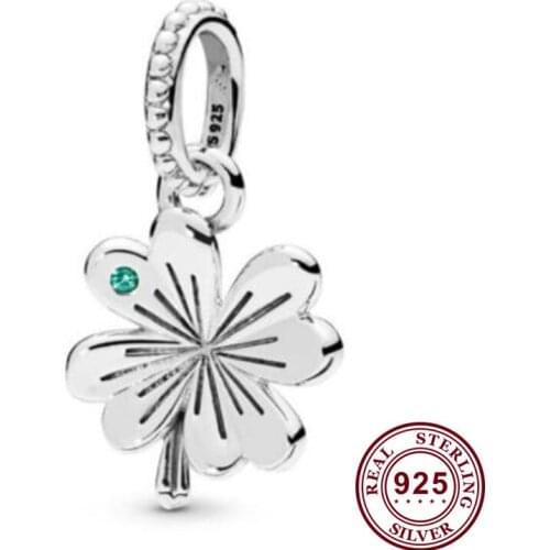 100% 925 Sterling Silver Charm Silver Fashion Clover Pendant Fit Pandora Women Bracelet & Necklace Diy Jewelry