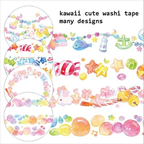 Cute Basic Decoration Star Sugar Bubble Sakura and Rabbit Kawaii Washi Tape Journal Supplies Diary Stickers