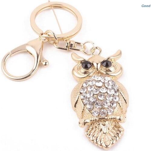 Owl Crystal Keyring Charm Pendant Handbag Purse Bag Key Ring Chain Keychain Gift
