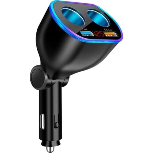 Car Charger Splitter 120W QC 3.0 Dual USB 12/24V Sockets Splitter Power Adapter Fast Charging for Car Phone DashCam