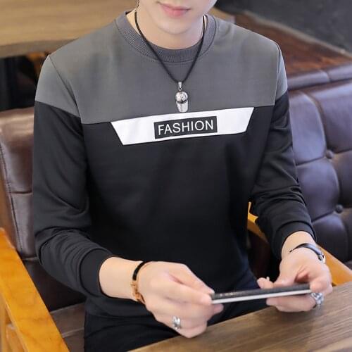 Sweaters male spring and autumn new mens long sleeves round collar bottom shirt Korean version slim T shirt students on clothin