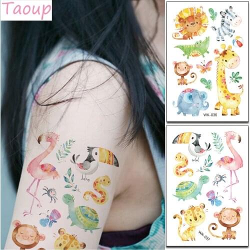 Taoup 1pc Cartoon Tiger Flamingo Stickers Tattoo Jungle Party Decor Safari Birthday Party Supplies Decor for Home Baby Shower