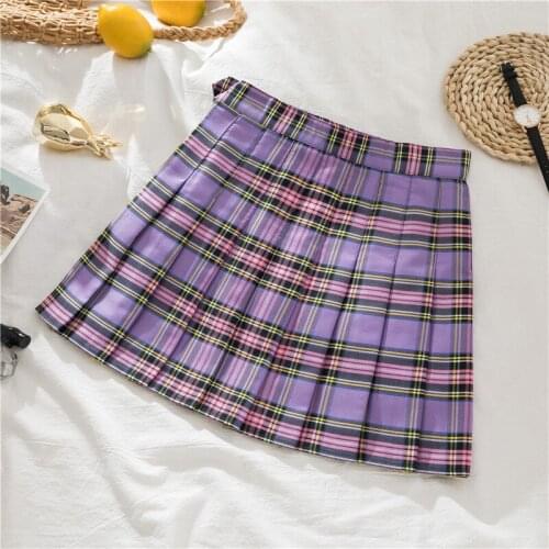 2021 New Korean Streetwear Vintage Sexy Skirt Summer Harajuku Plaid Pencil Womens High Waist Skirts Lining with Shorts