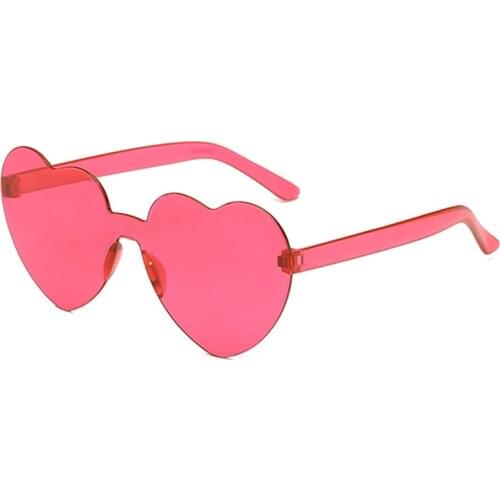 Candy Color Heart-shaped Frameless Woman Sunglasses Dazzling Color Transparent Polarized Lens Trend Personality Girl Sunglasses