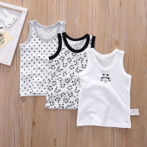 Vest Tops For Boys Girls Summer Children Clothes Cotton Shirts Baby boy Cartoon Tank Top Infant Knitted Undershirt 2021
