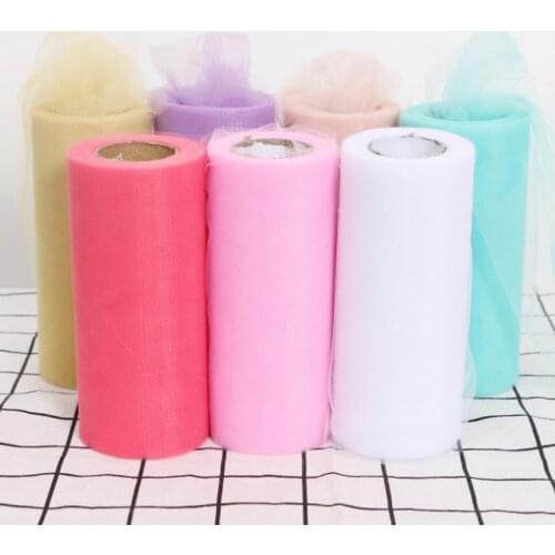 Ynaayu 1pcs 15*220cm Multicolor Tulle Roll Organza Tutu Dress Handmade Tulle Table Pom For Birthday Wedding Party DIY Decoratio
