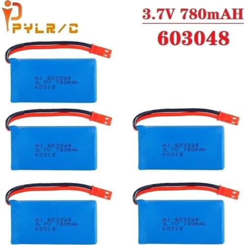 10Pcs 3.7V 780mAh 25C Lipo Battery 603048 For V626 V636 V686 X250 Q222 V686G RC quadrocopter parts for 3.7V Drone battery