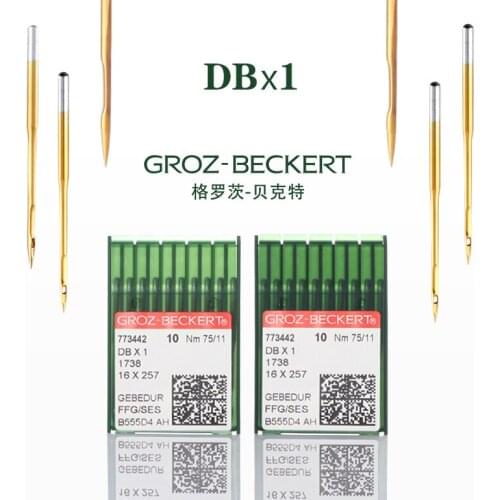 100PCS GROZ BECKERT DBX1 Titanium Gold Double Needle Sewing Machine Needles Button Hole Machine Needle Knotting Machine Needles