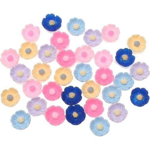 100Pcs Mixed Colorful Resin Flower Decoration Crafts Flatback Cabochon Beads Embellishments For Scrapbooking DIY Accessories