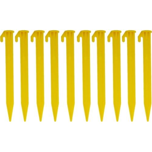 14.7cm 10 Pieces Firmly Portable Endurable Plastic Tent Pegs Stakes Camping Hiking Awning Nails Yellow