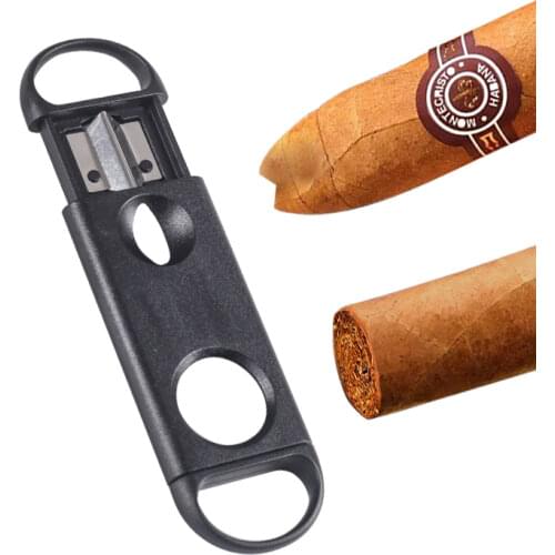 Cigar Gedgets Stainless Steel V-Cut 2 in 1 2use Cigar Cutter Black Portable Scissors Travel Cutter For Cuba Cigars 5pcs/lot