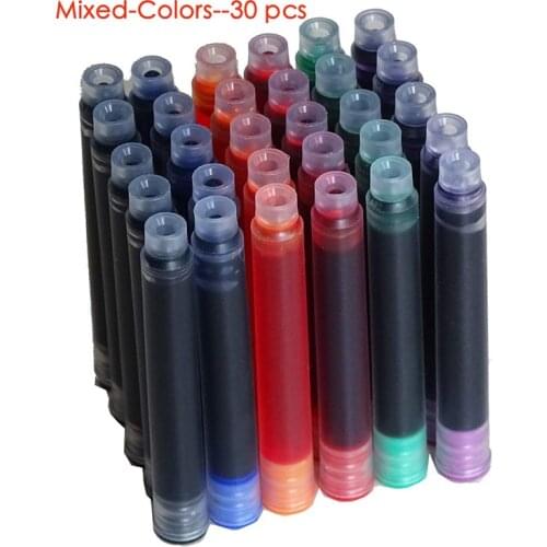 30PCS Jinhao Fountain Pen Ink Cartridges Classic Black / Blue / Mixed Color Standard Size for Jinhao Duke Baoer Fuliwen Pen Etc