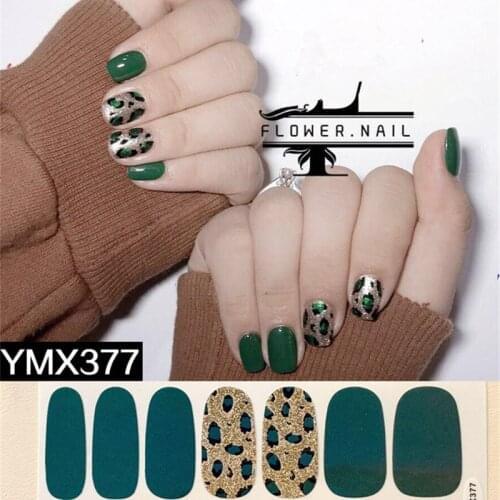 Recuerdame 3D Multicolor Adhesive Stickers YMX 14 Tips Leopard Printed Logo Decals Manicure Sliders Waterproof Nail Decorations