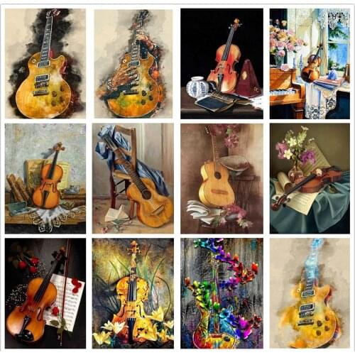 5D Diamond Embroidery Abstract Guitar Cross Stitch Full Square Round Drill Diamond Painting Music Art Mosaic Kits Set Home Decor