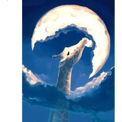 New 5D DIY Diamond Painting Giraffe Mosaic Animal Diamond Embroidery Cross Stitch Moon Handmade Gift Wall Art E1561