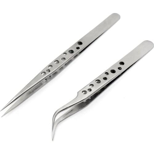 Anti-static Curved Straight Tip Forceps Superhard Eyelash Extension Tweezers Nail Rhinestone Decorations Picking Forceps Tools