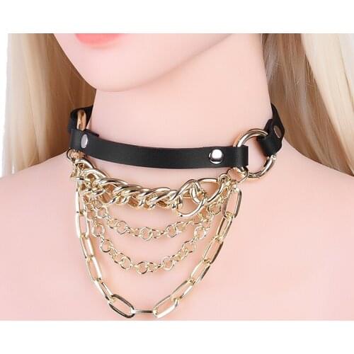 BDSM Bondage Erotic PU And Metal Necklace Collar Neck Fetishs Adult Game Role Play Product Sex Toys For Couples Sexshop