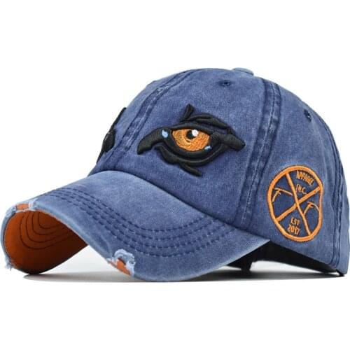 New popular cartoon eyes face embroidery baseball cap washed embroidered eyes cap