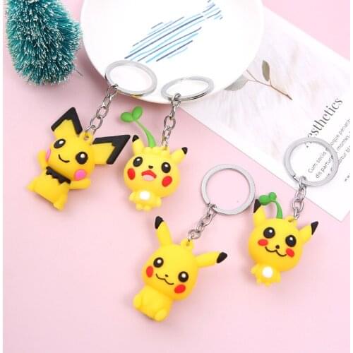 Pokemon Pikachu Keychain Cartoon Anime Character Cute Style Boy Girl School Bag Key Chain Keychain Accessories Birthday Gift