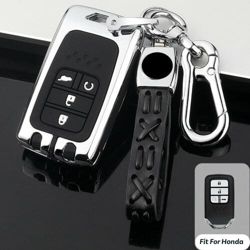 Zinc Alloy Car Key Cover For Honda CRV URV Avancier 3 Buttons Smart Remote Fob Protector Case Keychain Bag Auto Accessory