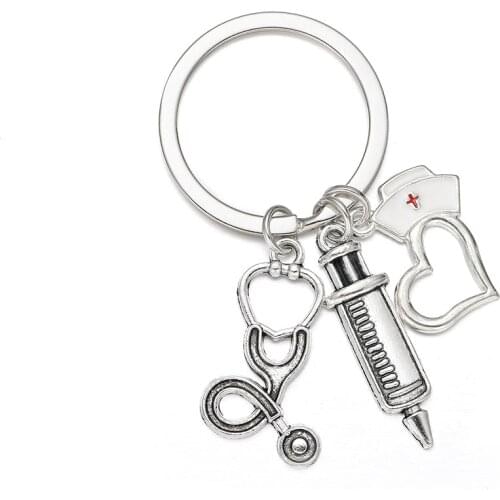 DCARZZ Syringe Stethoscope Bracelet Keychain Doctor Nurse Punk Jewelry Simple Cute Charm Bracelets Women Accessories Gift
