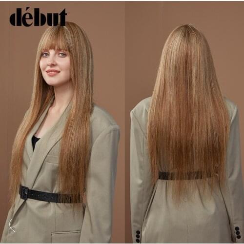 Debut Straight Human Hair Wigs With Bangs Ombre P4/27/30 Brazilian 100% Remy Human Hair Wigs Hair 28'' Cheap Full Wigs Free Ship