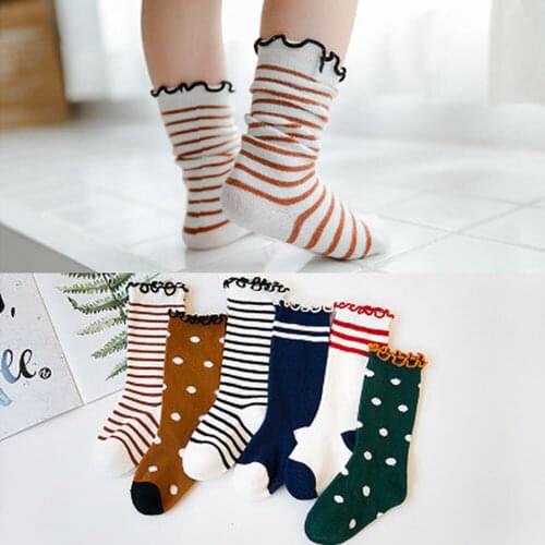 Baby Knee Hight leg warmers fungus stripe wave point dot edge hosiery heaps calf tube baby legwarmers Girl dress leg warmers