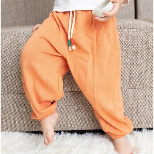 Childrens Toddler Viscose Pants Spring Summer Baby Pants Boys Girls Sports Casual Anti-mosquito Pants For 0-3 Years Baby