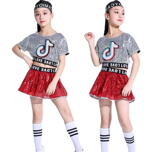 Children Jazz Modern Dance Costume for Kids Hip Hop Clothing Streetwear Performance Stage Sequin Hiphop Jazz Dresses For Girls