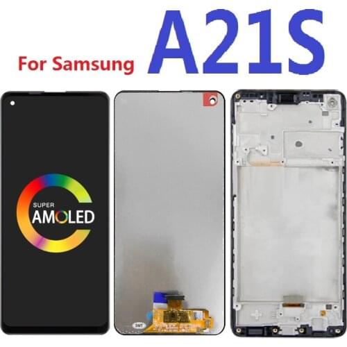 Super Amoled For Samsung Galaxy A21S SM-A217F/DS A217M A217G Display LCD Touch Screen Digitizer Assembly Frame Replacement
