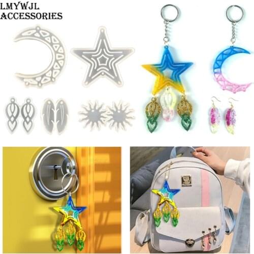 DIY Five-pointed Star Moon Dream Catcher Jewelry Pendant Resin Silicone Mold Earring Keychain Bag Pendant Craft Epoxy Mold