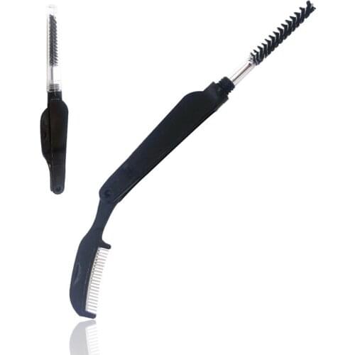 Double Head Foldable Steel Eyebrow Eyelashes Eye Brow Extension Brush Metal Comb Cosmetic Makeup Tools Eyelashes Comb T0444