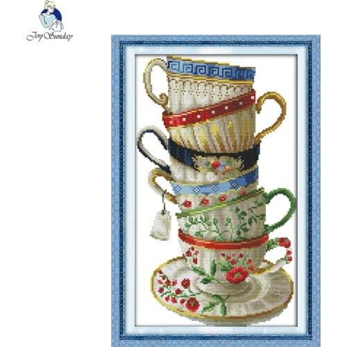 Elegant Coffee Cup Counted Printed Cross Stitch kits Sale, Embroidery Needlework Sets, Home Decoration Crafts Accessory Tools