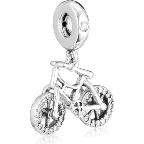 GPY Brilliant Bicycle Charms 925 Original Fit Pandora Bracelets Sterling Silver Charm Beads for Jewelry Making Kralen