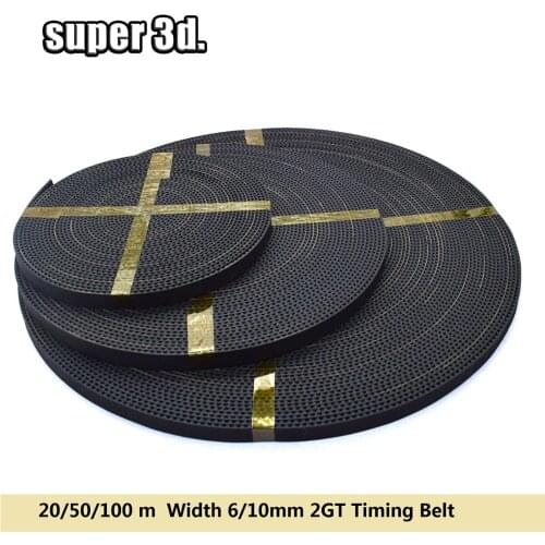 GT2/2GT open Synchronous Timing Belt Width 6/10mm for 3D Printer RepRap Transmission Rubber Belts cnc 20/50/100 Meter