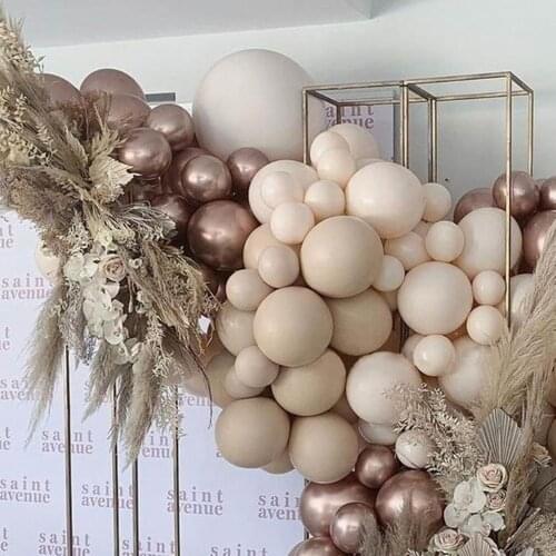 Chrome Champagne Balloon Garland Boho Wedding Decoration Double Apricot Nude Peach Ballon Arch Birthday Party Baby Shower Decor