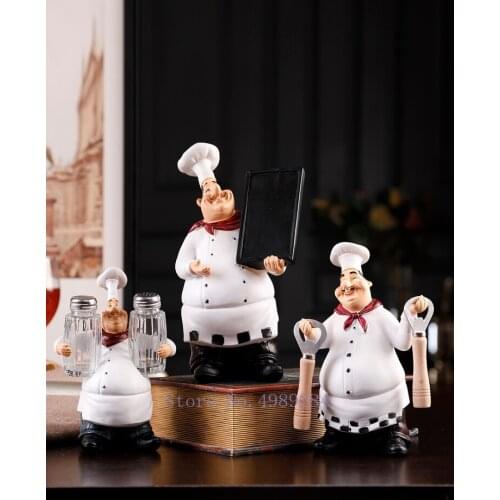Creative Resin Chef Lovely Crafts Decoration Dining Table Cupboard Character Sculpture Kitchen Furnishing Decoration Accessories