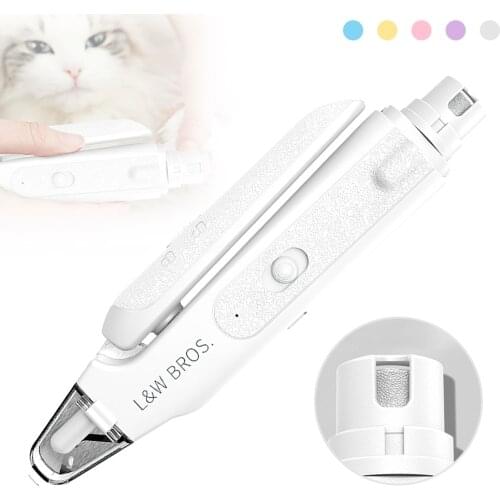 2 in 1 Pet Nail Grinder Electric Dog Nail Clipper With LED Light USB Rechargeable Ultra Quiet Cat Nail Trimmer Grooming Tool