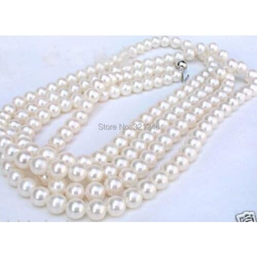 Fashion free shipping 5-6mm natural white freshwater cultured pearl beads necklace women hot sale fashion jewelry 54inch BV30