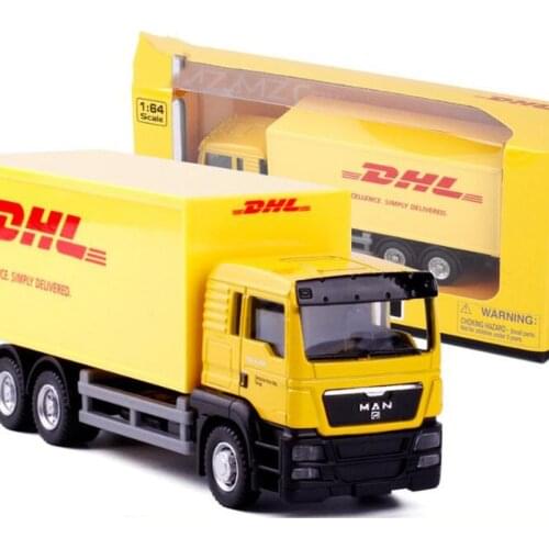 15CM 1/64 Scale DHL VAN Pull Back Express delivery vehicle Toys Car Metal Alloy Commerical Vehicle Express Diecasts Truck Model