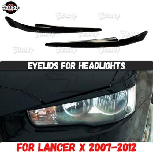 Eyelids for headlights for Mitsubishi Lancer 10 2007-2012 ABS plastic pads cilia eyebrows covers trim accessories car tuning