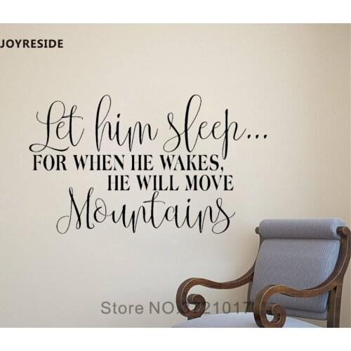 JOYRESIDE Let Him Sleep....For When He Wakes Wall Sticker Quote Decals Vinyl Interior Decor Living room Design Art Mural A1263