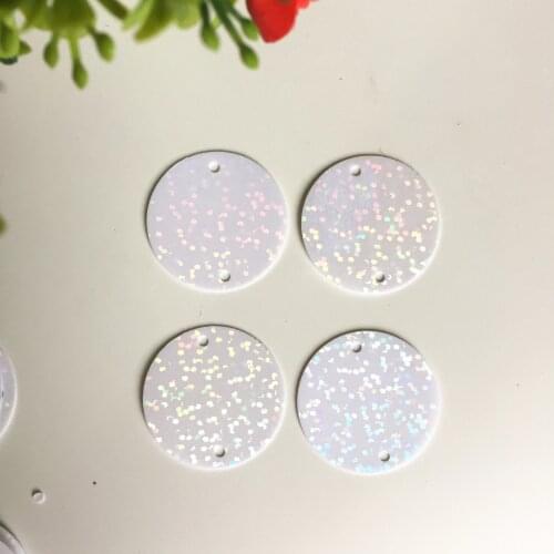 50g Large Round Sequins 30mm PVC Flat Paillette For Belly Dance Costumes With 2 Side Holes Laser White Confetti Spangles