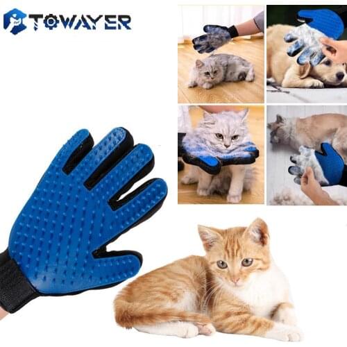 Pet Dog Cat Grooming Cleaning Brush Gloves Effective Deshedding Back Massage Animal Bathing Hair Removal Gloves Dog Combs